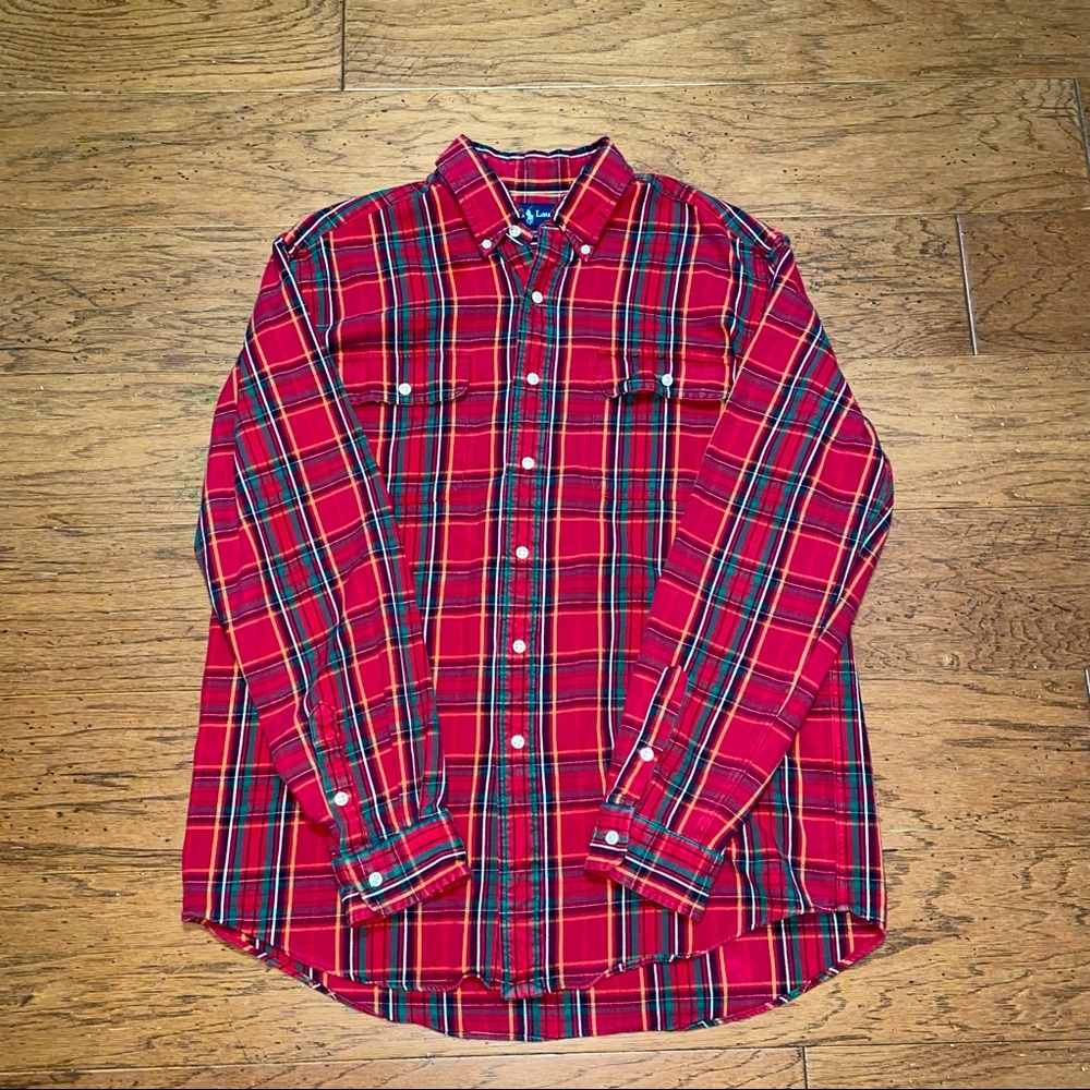 Men's Ralph Lauren RL WORKSHIRT plaid shirt 100% cotton Size L